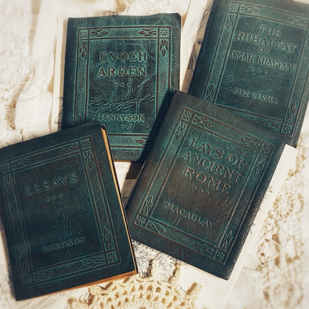 1920’s Green Leather-Bound Famous Authors Set 4